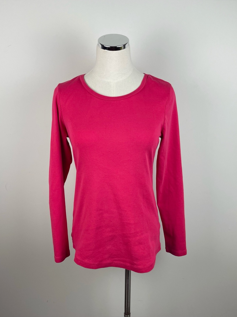 Crown & Ivy Solid Pink Red Perfectly Pima Tee Shirt Women Large Casual